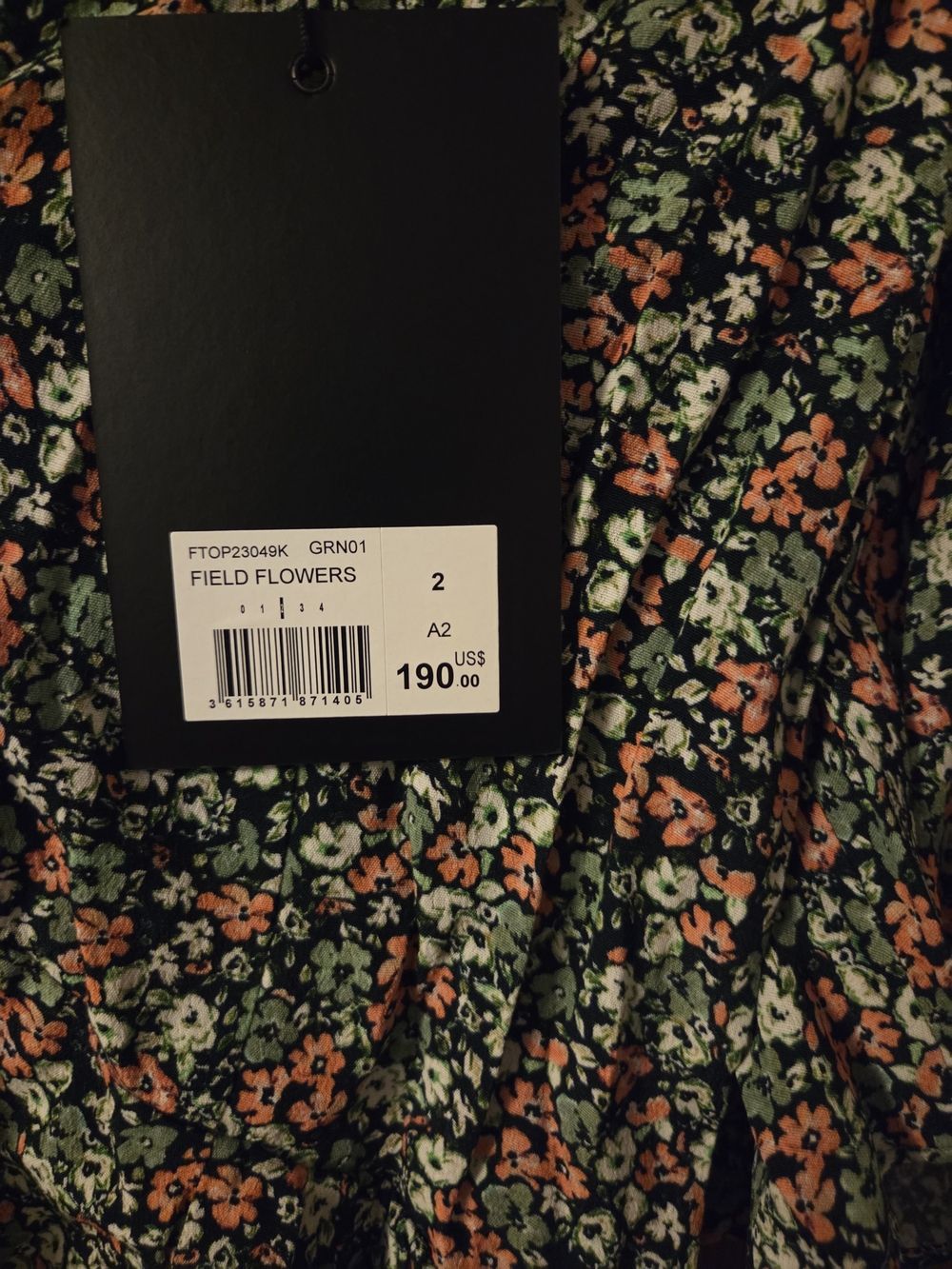 The Kooples Black Floral Flutter Sleeve Blouse with Green & Coral Print - Picture 5 of 6